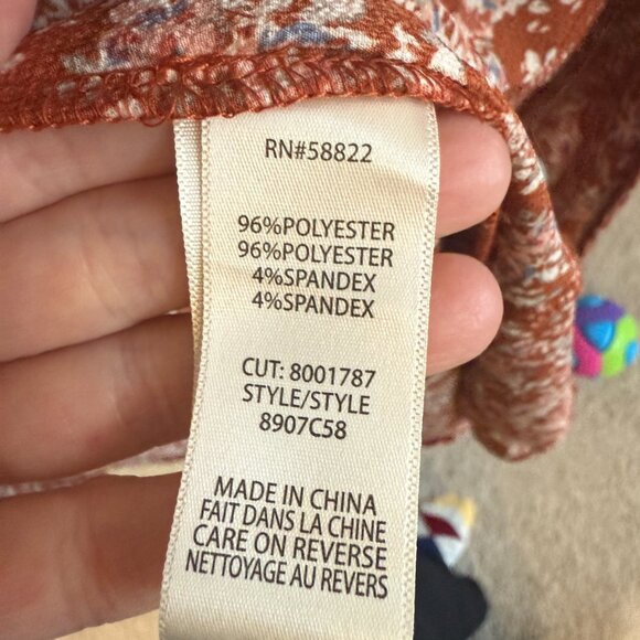 NWT Max Studio Size XS Brown Floral Wrap Dress Short Sleeve Ruffles Midi Dress - Picture 8 of 11